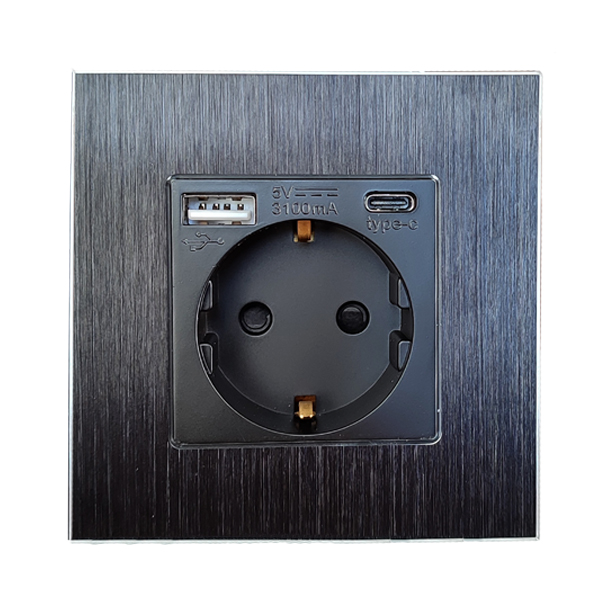charger-type-c-black2.jpg پریز برق شارژر تایپ سی یو اس بی آلومینیوم - تصویر 1